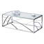Regency Modern Stainless Steel Silver Coffee Table With Tempered Glass Top-361042147