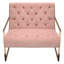 Fauteuil d'appoint de luxe en velours capitonné rose avec structure en acier inoxydable doré poli-82195272-116725853