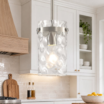 Levona 1 - Light 5.1" Wide Pendant with Hammered Glass for Kitchen Island