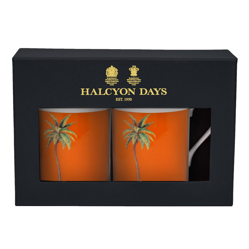 Palm Tree - Mug Set - Non Gilded, Orange/Green