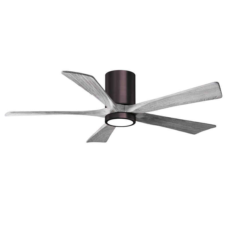 Irene Flushmount Light Kit 5 Blade LED Ceiling Fan, Brushed Bronze, Barn Wood Tone, 52"