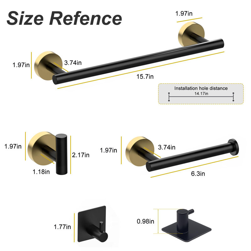 Wall Towel Rack, Black/Gold