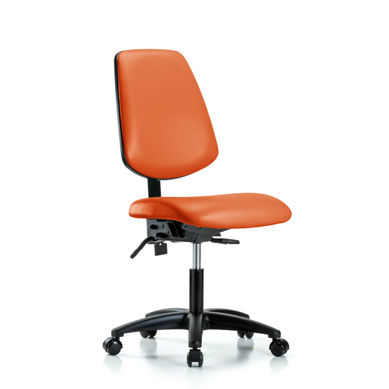 Evelin Vinyl Task Chair, Casters, Not Included, Orange
