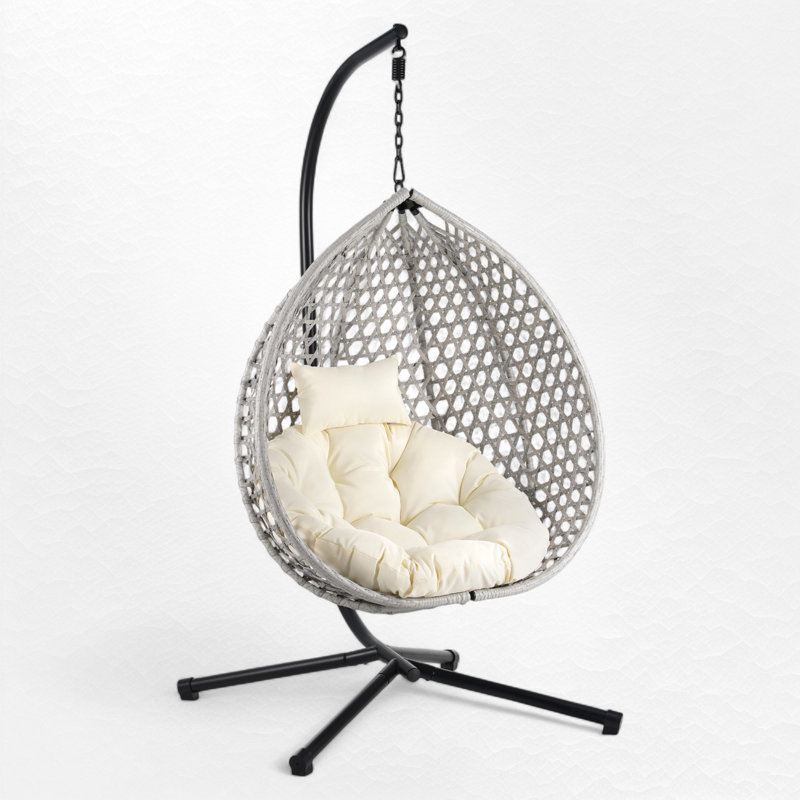 Balancelle d'extérieur / intérieure avec support, Gris, Beige
