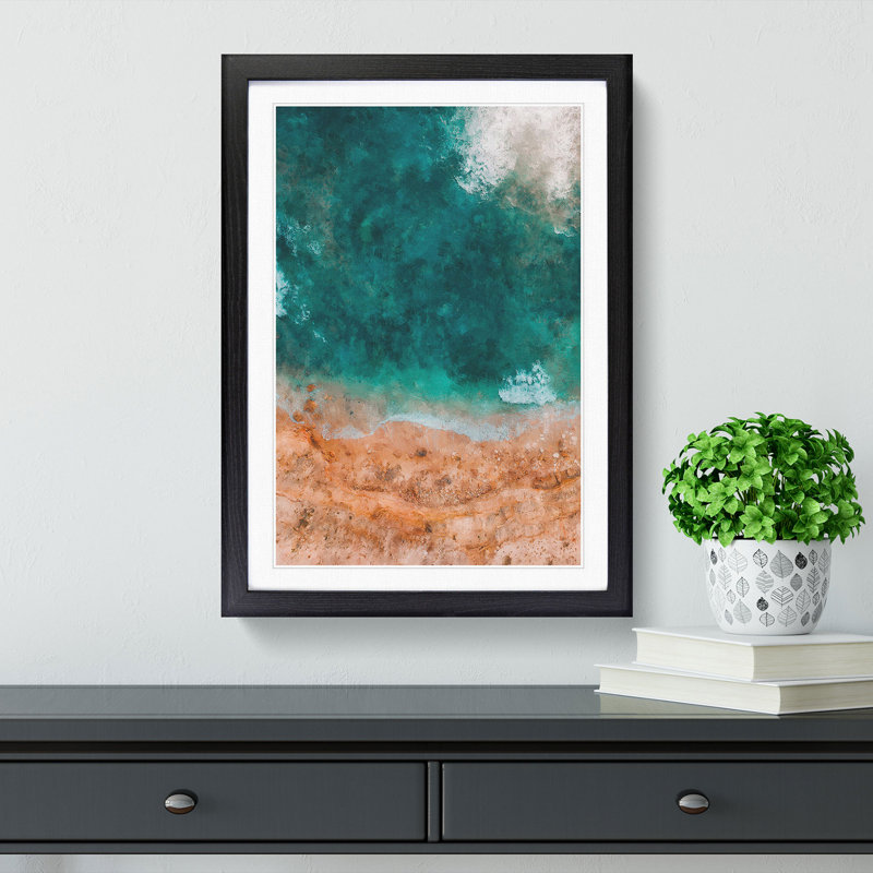 Ocean Meets the Sand - Picture Frame Graphic Art Print, Black Framed, 87cm H x 62cm W x 2cm D