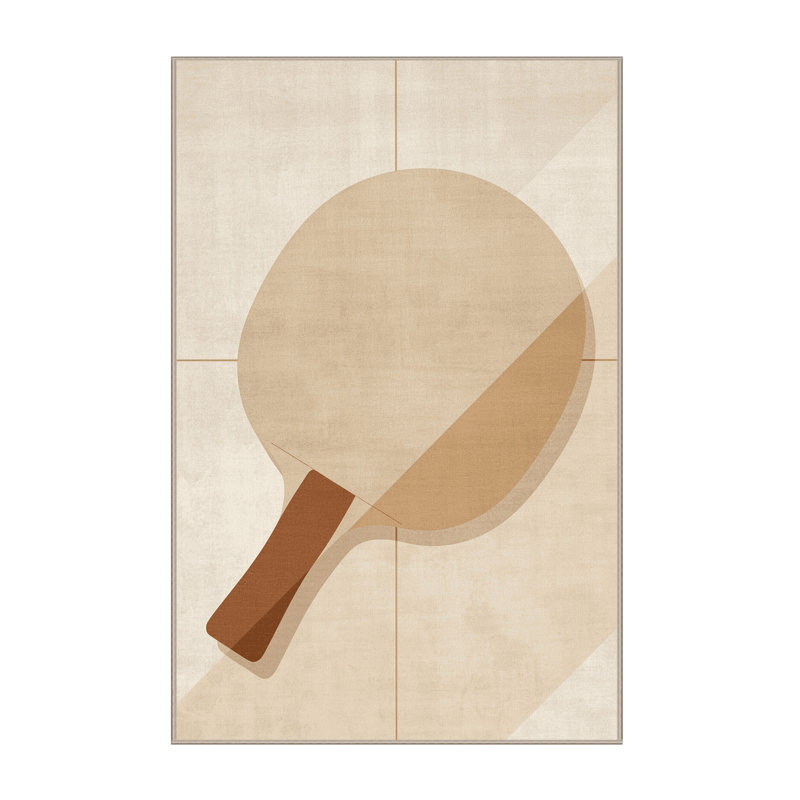 Tapis de raquette de tennis de table minimaliste beige lavable à la machine - Reliure beige, 3 X 5