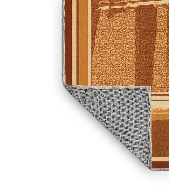 Machine Washable Parez Petra Jordan Treasury Classic Oriental Rug in Brown – Beige Binding, 6x9