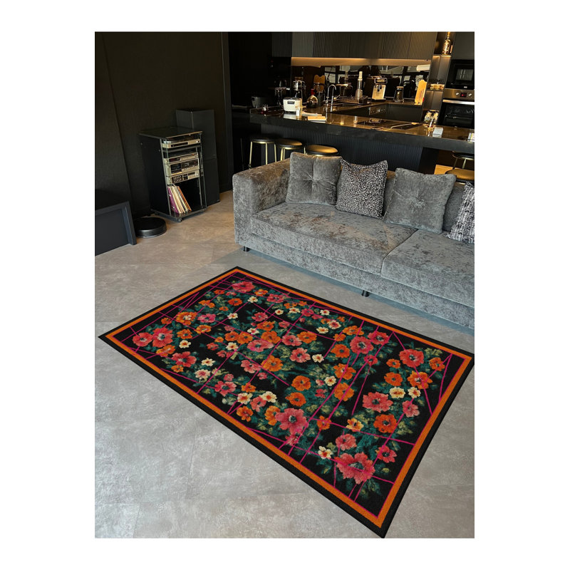 Tapis gris tissé traditionnel Mosso, 4'11" x 7'7"
