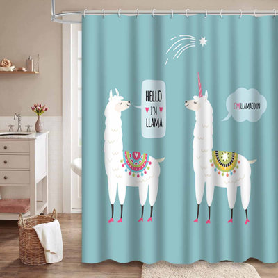 Rideau de douche imperméable avec 12 crochets Alpaca Party