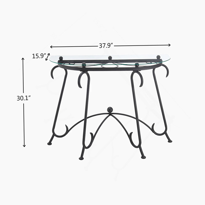 Tempered Glass Surface Console Table Coffee Table with Sturdy Construction for Living Room