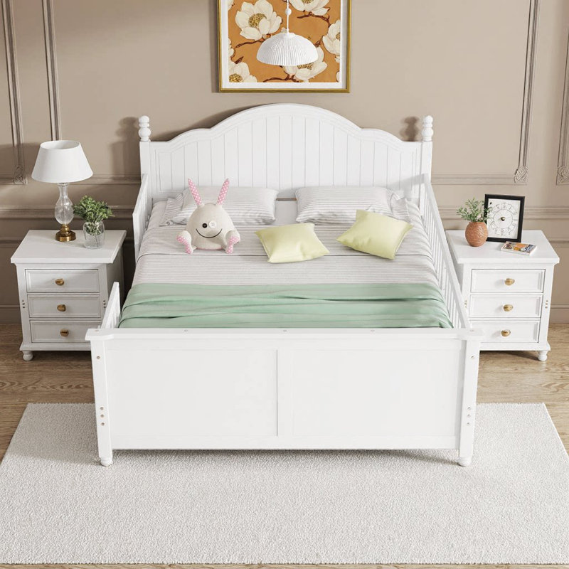 Lit simple / double à profil bas avec rails de sécurité amovibles, espace de rangement et tête de lit - Conception convertible pour les enfants en pleine croissance