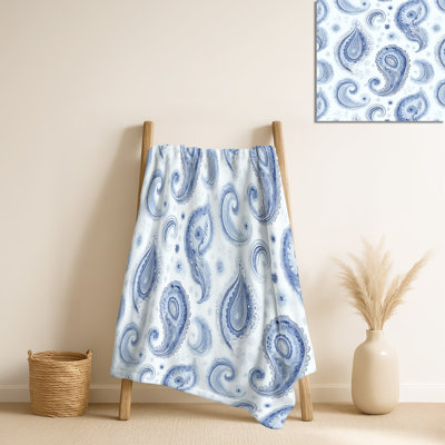 Blue Vintage Paisley Dreams I – Rustic Cozy Blanket, Farmhouse Soft Throw