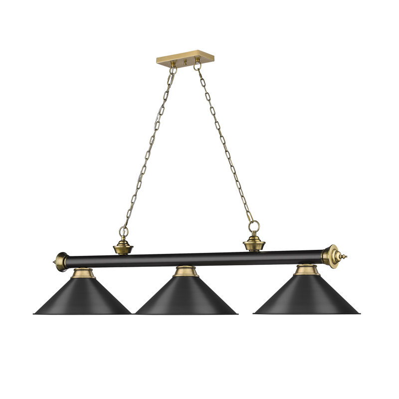 Annaleisa 3-Light Linear Pendant, Matte Black, Matte Black/Rubbed Brass