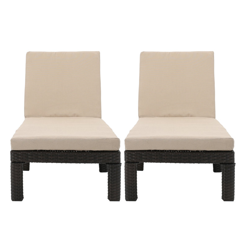 Ensemble de chaises longues inclinables 76,75 po avec coussin Arville, Brun foncé / Beige