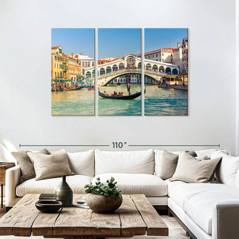 Gondole et pont du Rialto, H 48 po x l 74 po