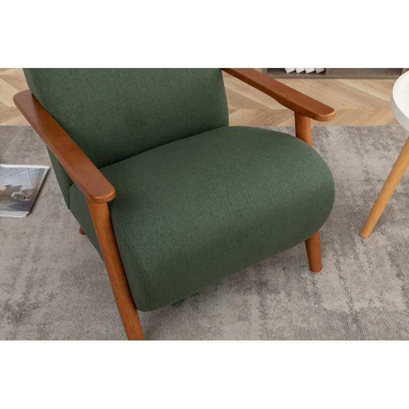 Upholstered Armchair, Green Linen
