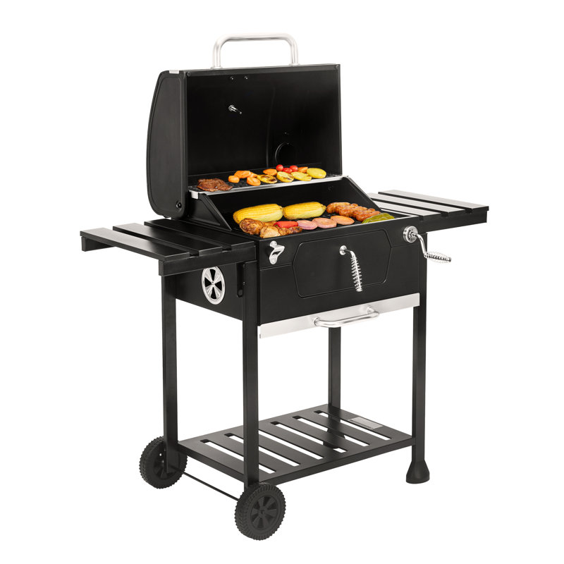Royal Gourmet 24" Crop Barrel Charcoal Grill with Side Shelf
