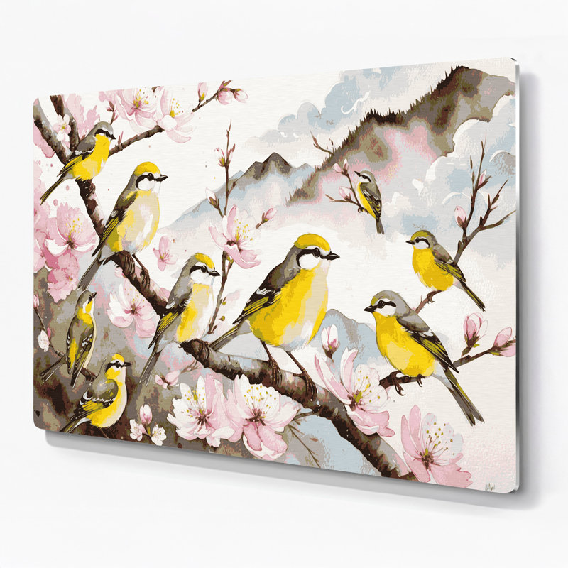 Oiseaux japonais, H 288 po x l 432 po x P 0,05 po