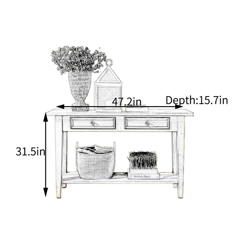 Console rétro, H 31,5 po x l 47,2 po x P 15,7 po