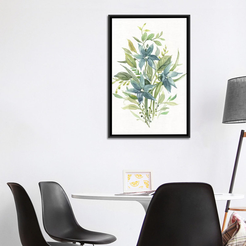 «Greenery I» par Carol Robinson - reproduction d'art, H 26 po x l 18 po x 1,5 po, Toile avec cadre noir, Pas de tapis