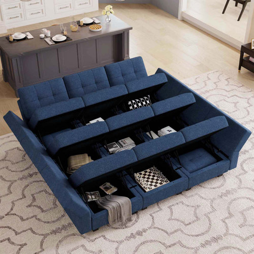 Latitude Run® Devoiry 90.2'' Variable Sectional Upholstered Storage ...