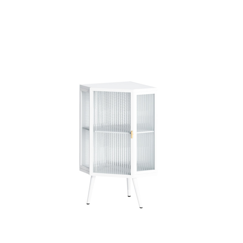 Armoire de coin en verre trempé blanc - 22,76 po pour chambre à coucher, salon, salle de bain, espace de rangement élégant et pratique