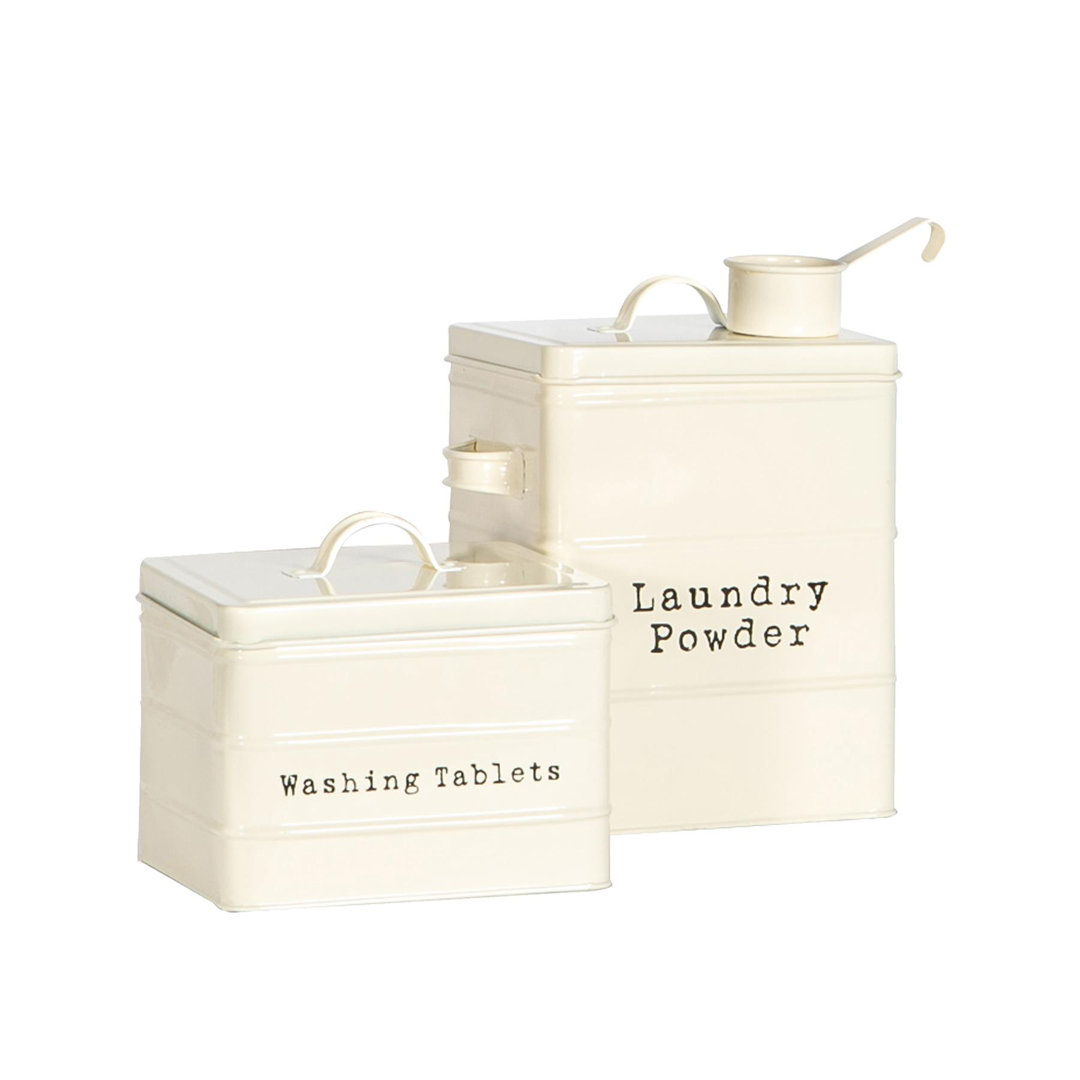 Harbour Housewares - 2 Piece Vintage Metal Utility Canisters Set