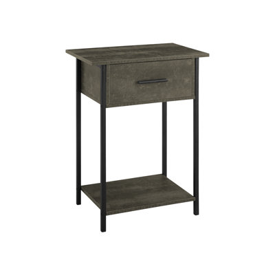Compact Accent Table With Shelf - Dark Bronze Laminate & Black Metal Frame Bottom Laminate, 14.5 In. High
