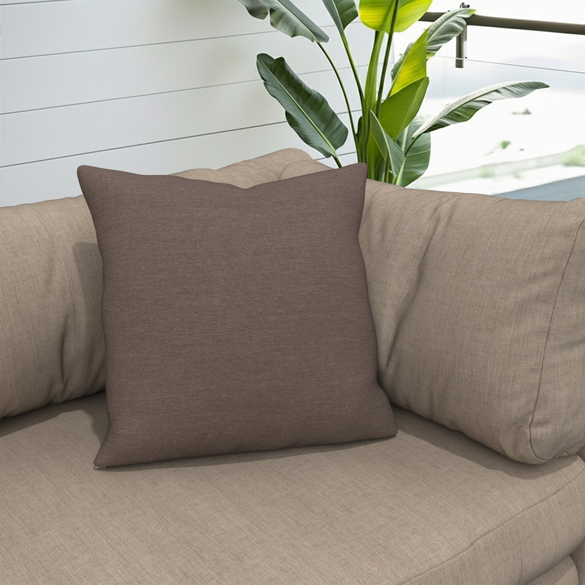 Gabi Indoor/Outdoor Throw Pillow, Brown, Square 24"