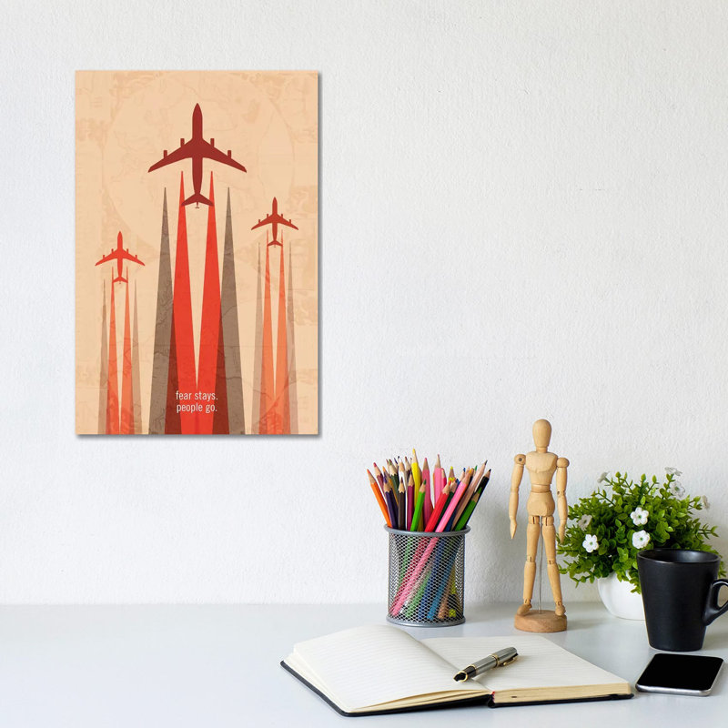 Fear Stays. People Go. Travel Poster by 08 Left - Wrapped Canvas Print, 20.32 cm H x 30.48 cm W