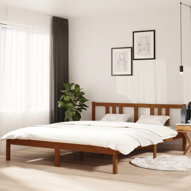 Bed Frame Solid Wood, 150 x 200 cm, honey brown