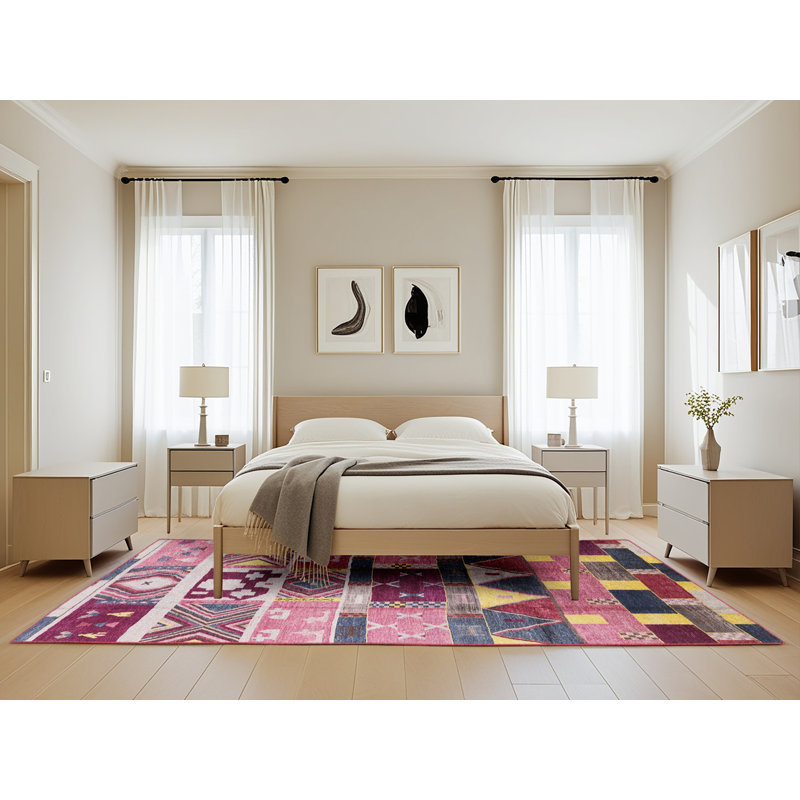 Tapis rose / bleu Winnsboro, Rectangle 5 pi x 8 pi