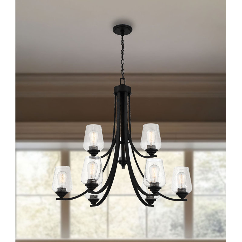 Lustre classique à 9 lumières Arbra, Charbon, Transparent