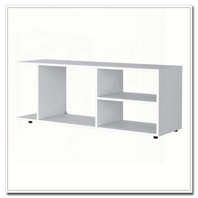 White TV Rack with Open Storage, White