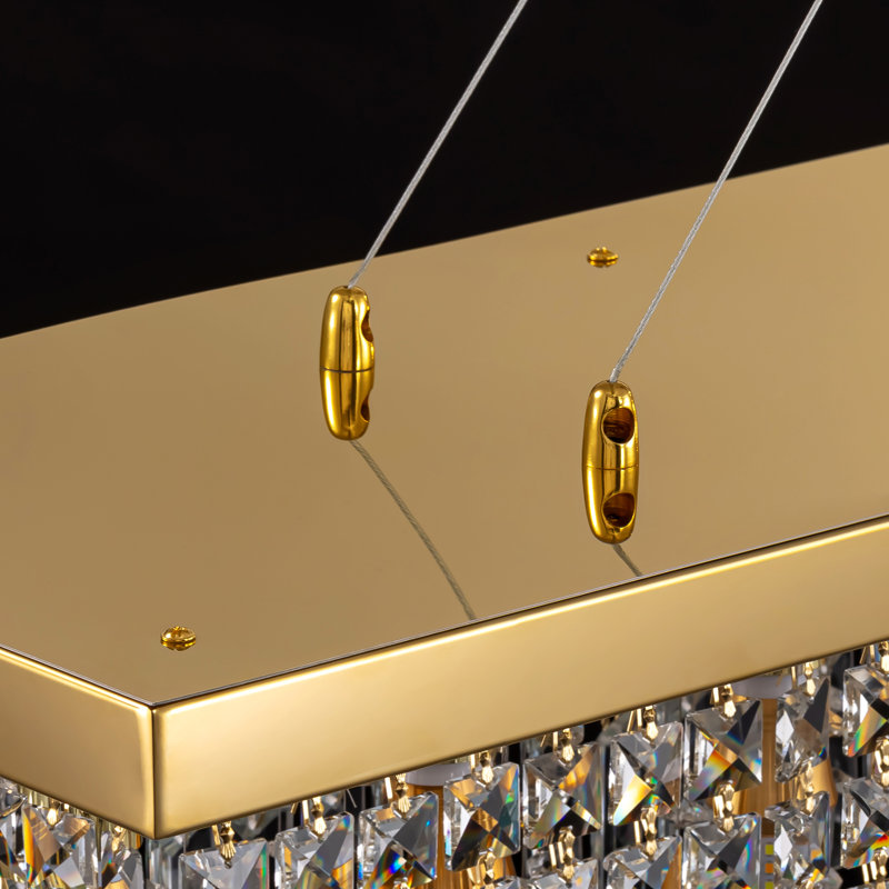 Anacelia 31.5''/39''/47'' Crystal Chandelier, Modern Kitchen Island Square/rectangle Chandelier with Crystal Accents, Gold