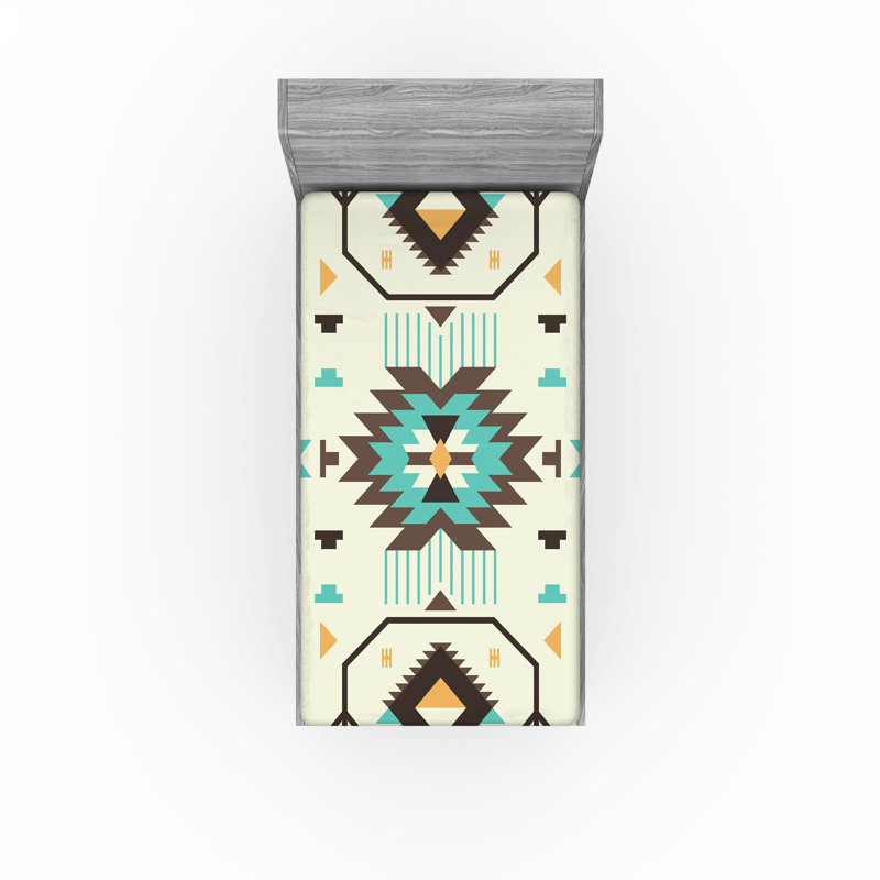Ensemble de 2 draps-housses Ambesonne, Drap-housse de taille simple, Multicolore / Sud-ouest 3
