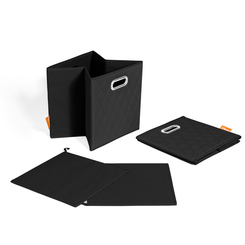 Jiaessentials Faux Leather Cube or Bin Set, 11" H x 11" W x 11" D, Black