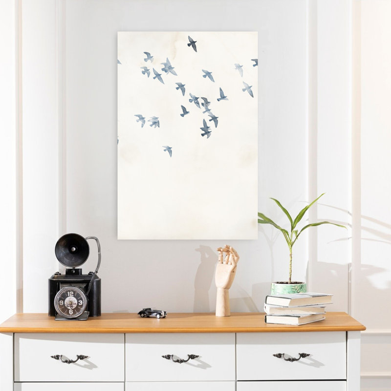 Pigeons, ciel, oiseau, art contemporain, H 24 po x l 16 po