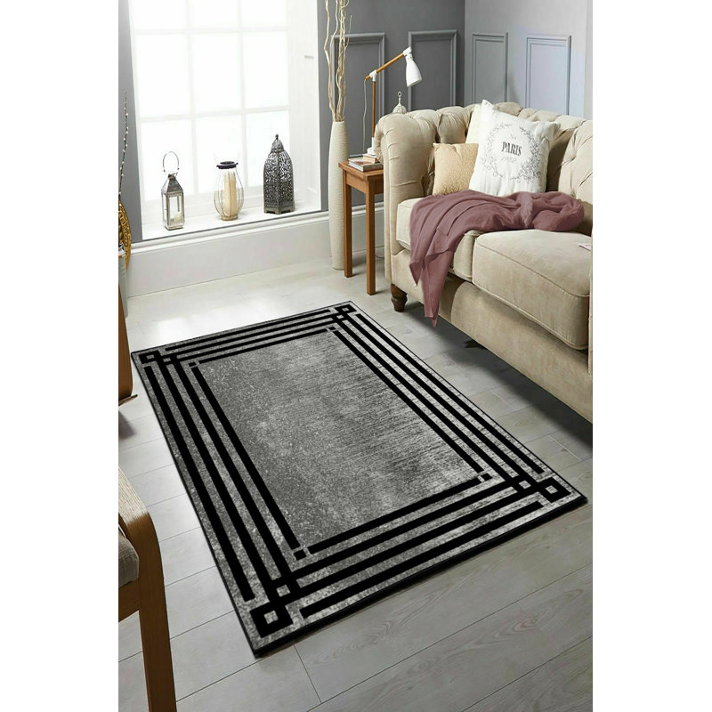 Eco-Friendly Area Rug (5.9 x 9.2 ft), 100% Polyester, 650 g/m² | Antibacterial, Non-Slip PVC Dot Underside, 0.2 in Pile Height | Machine Washable, Digital Print Design for Modern Home Décor, Durable & Easy Care