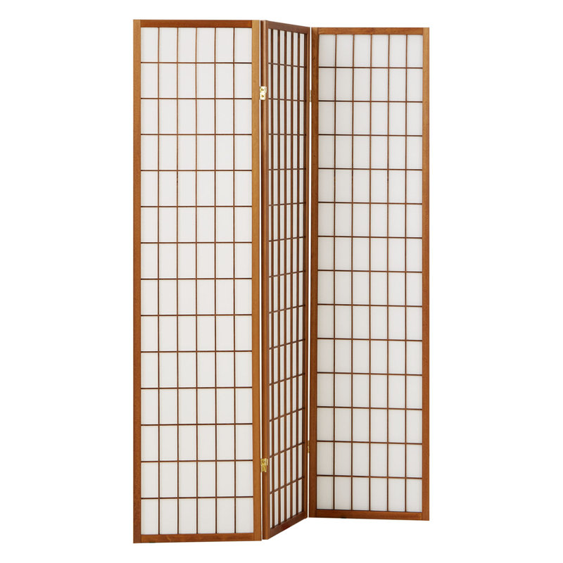 Room Divider Sawtelle Screen Partition Shoji Room Divider Wood, 3 panels, White/Tan
