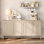 Buffet décoratif de 65 pouces fabriqué à la main en patchwork avec portes escamotables, crédence campagnarde moderne complète pour salle à manger, cuisine et salon