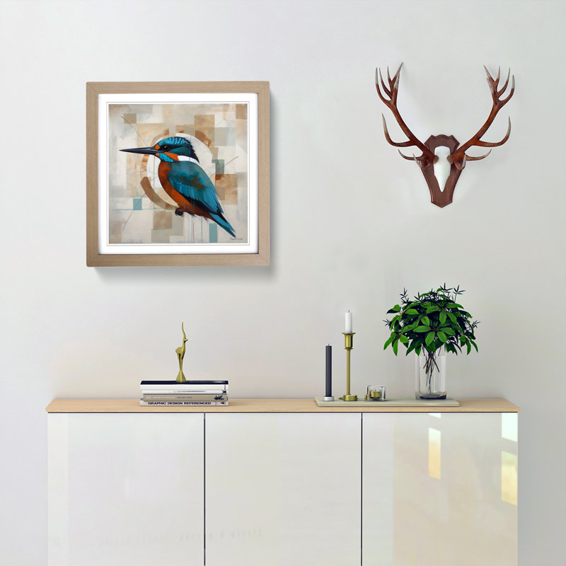 Kingfisher Suprematism No.4 - Framed Print, Oak
