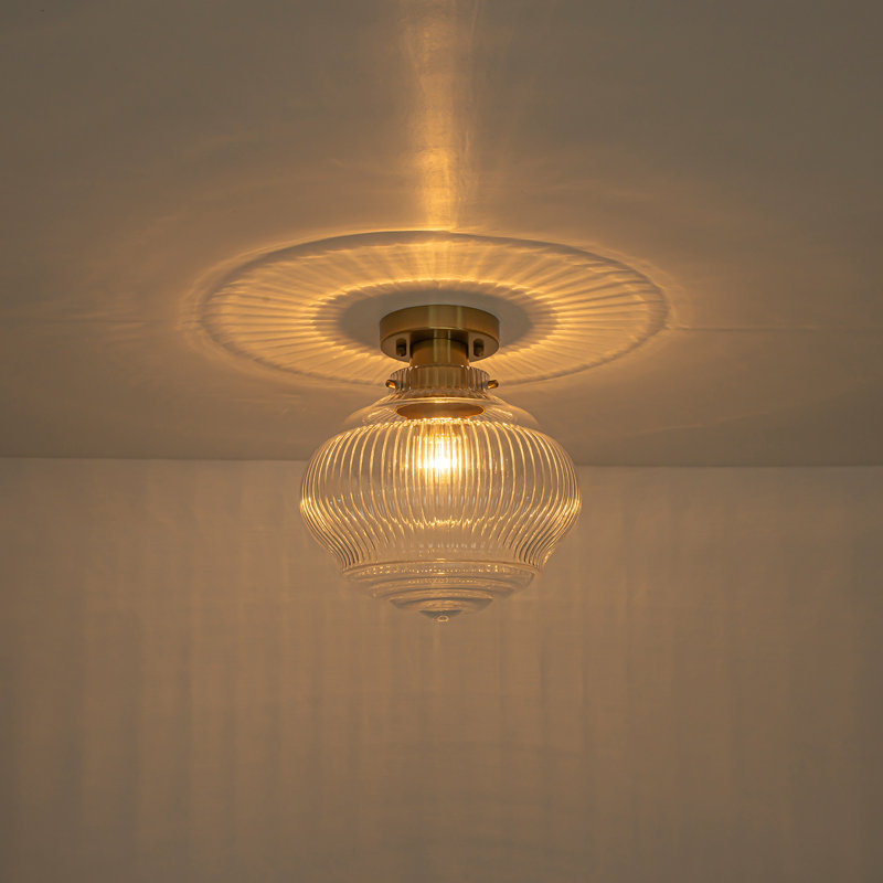 Plafonnier semi-encastré 1 lumière en verre rétro