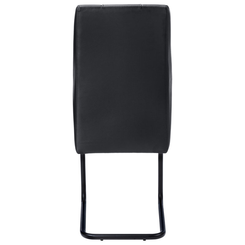 De 2 chaises de salle à manger, aspect cuir noir, revêtement de cuisine moderne en métal stable, base