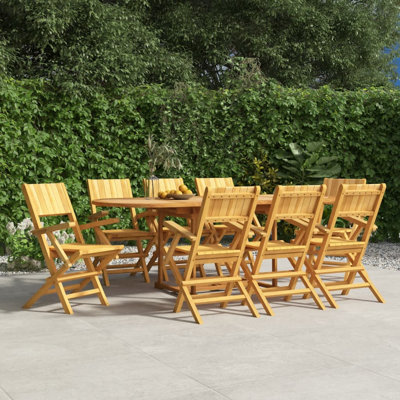 Makhzane Solid Wood Patio Folding Chair Folding Chair Set
