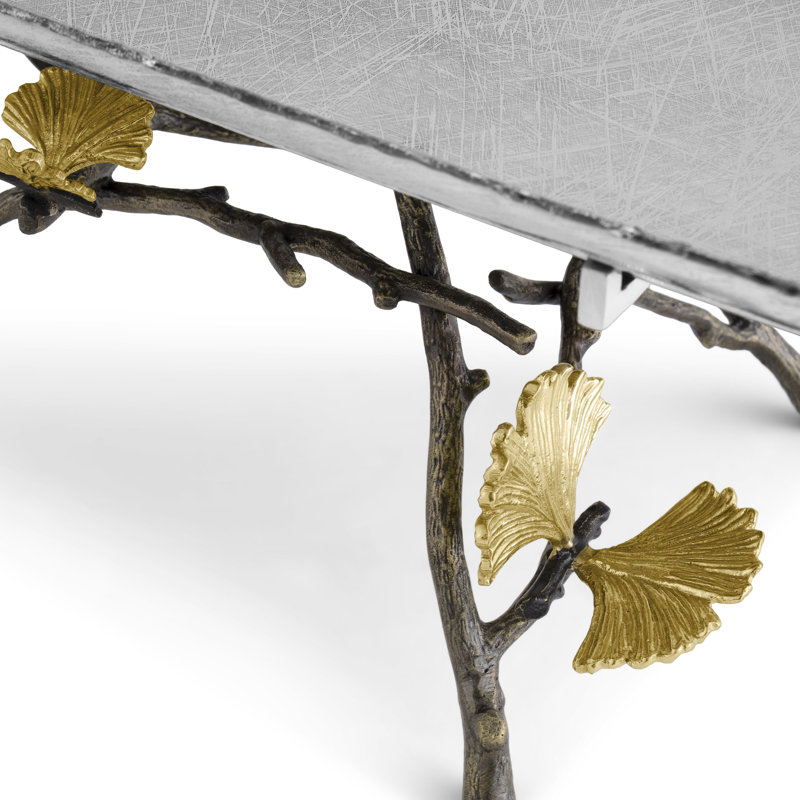 Butterfly Ginkgo Footed Tray, 6.75" H x 18" W x 12" D