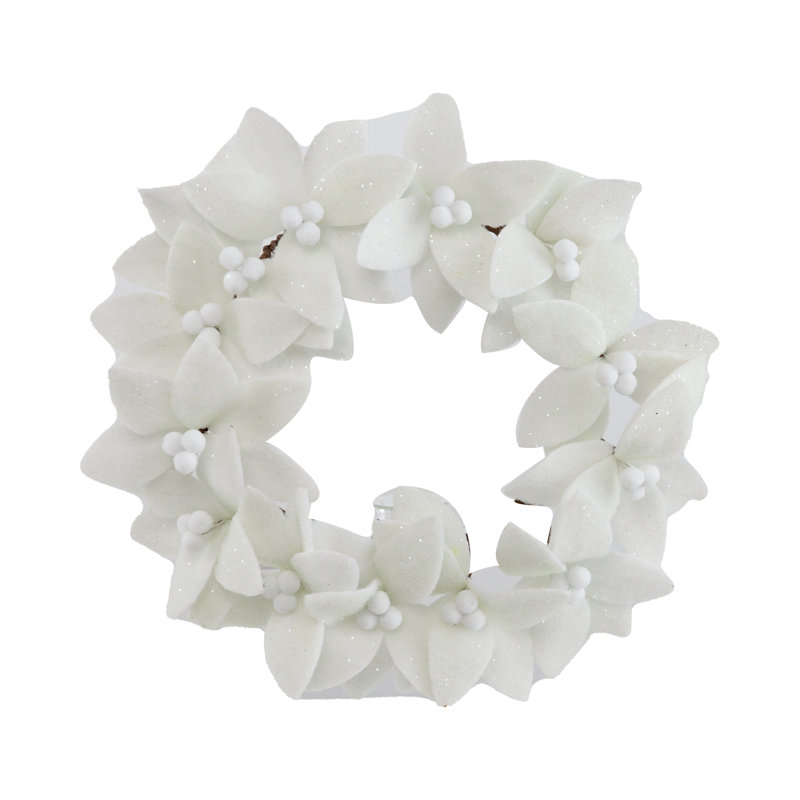 Anneau de bougie poinsettia D9 ", blanc