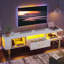Martee 70" Led TV Stand for 75/80 inch TV, Glossy Media Console with Half-Glass Drawer-1803006233