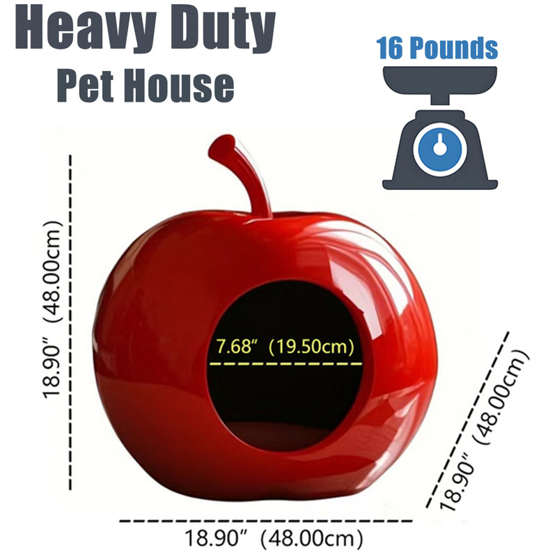 Niche pour chat/petit chiot, canapé-lit en forme de grotte, couleur pomme rouge, taille moyenne