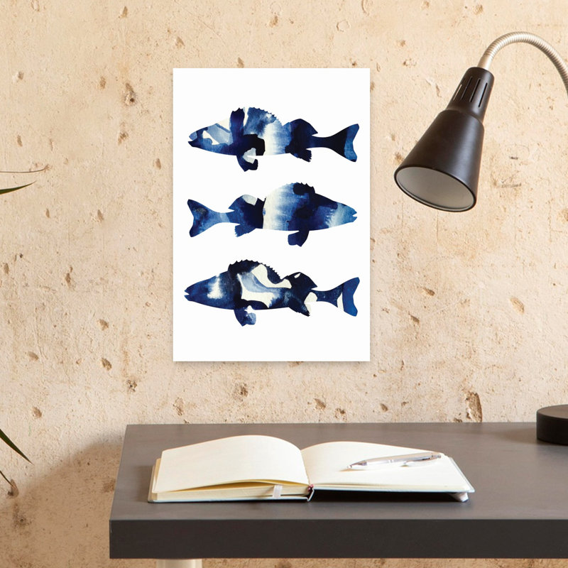 Art mural contemporain abstrait bleu marine, 18" H x 12" W